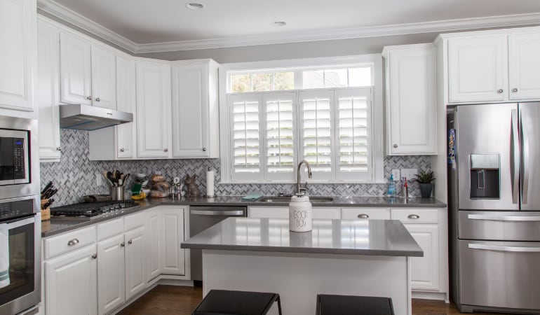 Polywood shutters in a Detroit gourmet kitchen.